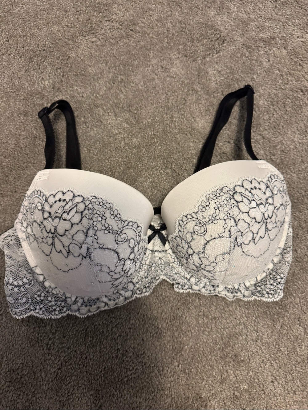 Victoria's Secret White Bra with Black Lace Trim